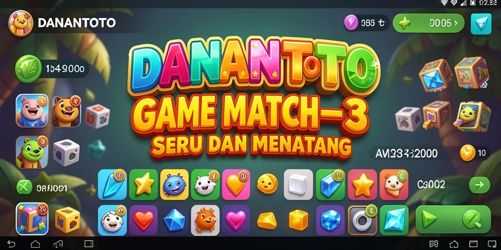 Screenshot menampilkan gameplay seru DANANTOTO dengan elemen Match-3.