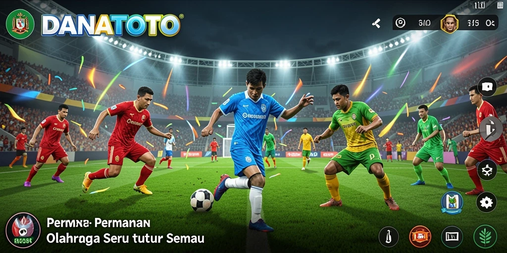 Tampilan screenshot utama DANATOTO menampilkan aksi olahraga yang mendebarkan.