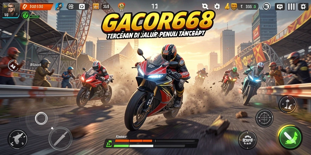 Tampilan gameplay balapan motor yang menegangkan di GACOR668.